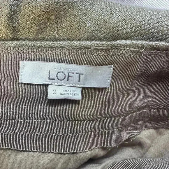 LOFT Cream A-Line Knee-Length 100% linen skirt - Picture 3 of 4